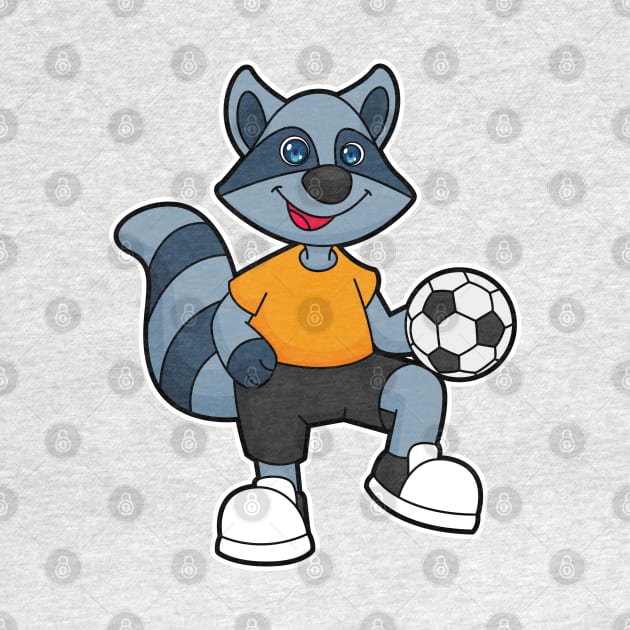 Racoon as Soccer player with Soccer ball by Markus Schnabel